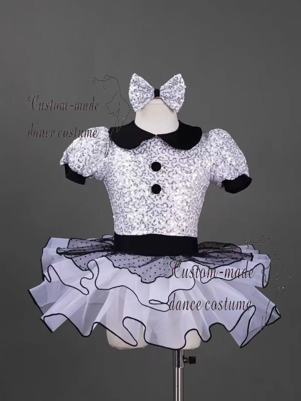 

Girls' Competition Performance Costume, Stage Outfit with Sequins, Puffy Skirt, Adorable Princess Style
