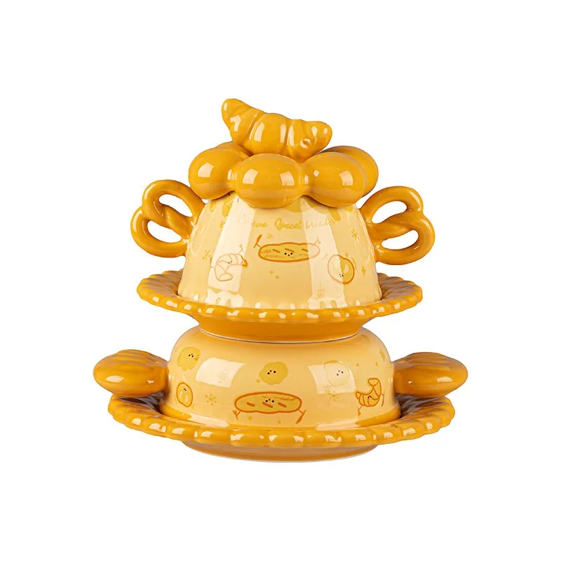 Ceramic set, birthday gift, cartoon water cup gift box, couple coffee saucer gift.