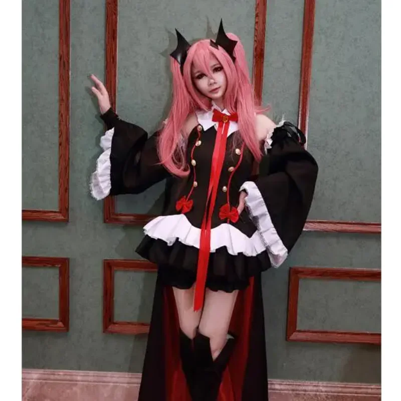 คอสเพลย์ Krul Tepes Cos ชุดผู้หญิงชุดค้างคาวชุดสีดํารวมหู