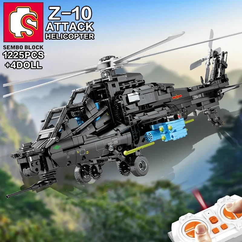 

SEMBO BLOCK RC Military Helicopter Heavy Armed Building Blocks Army Weapon Collectible Playset Display For Children Adults