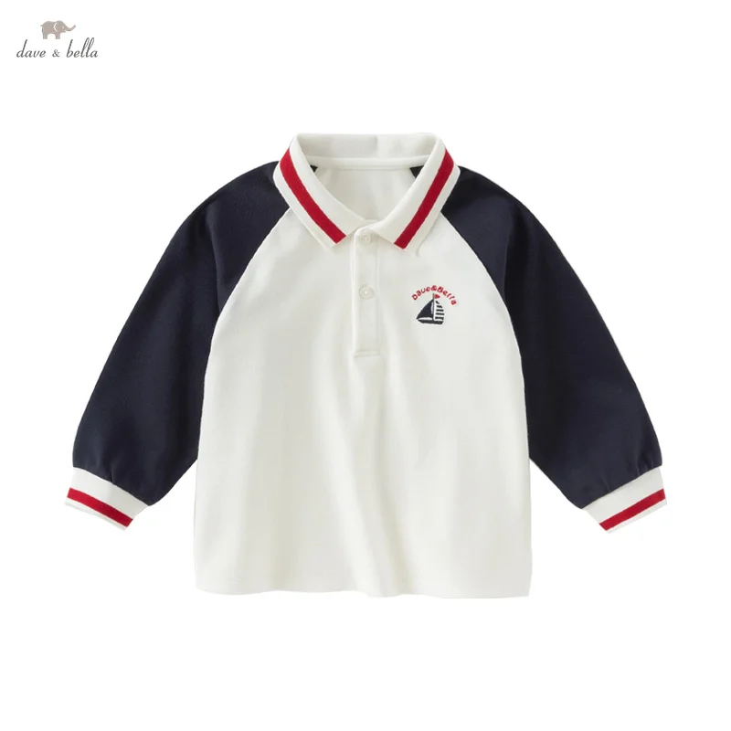 

Dave Bella New Boys' Spring Autumn Polo Shirt Splice Design Children's Boutique T-shirt Cotton Children Tshirt DB1250779