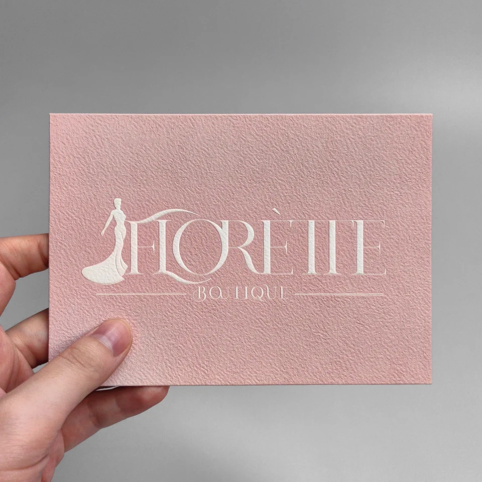 Custom LOGO Embossed Thank You Card Printed with Envelope and Stickers Rose Gold Foil Cotton Paper Service Gift Card