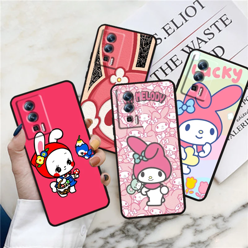 

Melody Sanrio Cute Cartoon For Xiaomi Redmi 9A 9C 9AT 10C 9 9T 10 12C 13C A3 12 K60 A1 K50 K40 5G Black TPU Phone Case