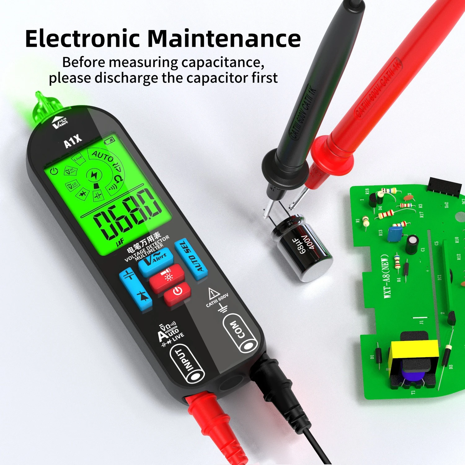 A1X Universal Multimeter Miniature Digital Pen Intelligent Automatic Range Rechargeable All-Purpose Meter