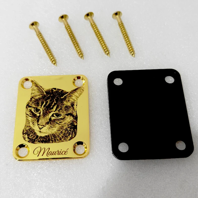 

1set Custom Logo/Photo/Text Electric Guitar Reinforcement Plate Personalized Electric Guitar Neck Connecting Strengthen Plate