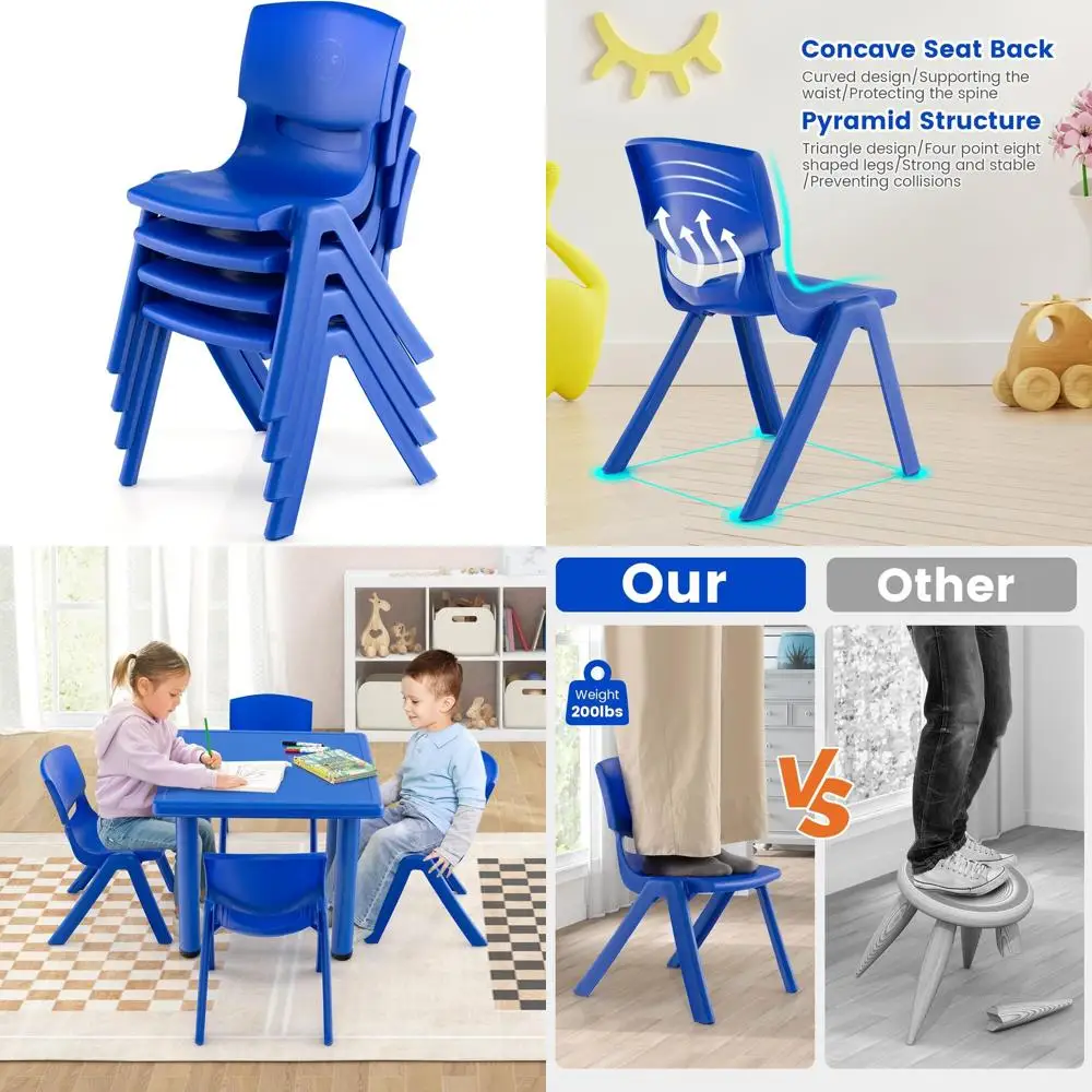 

Набор из 11 штабелируемых пластиковых стульев для детей, малышей, школ и детских садов - синий