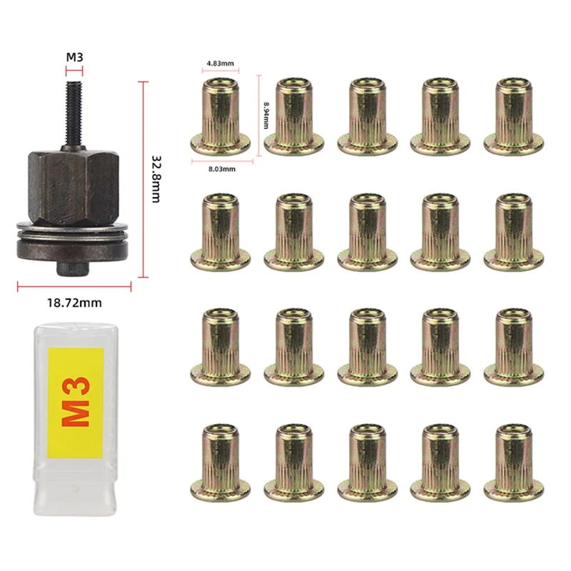 21Pcs Rivet Nut Tools Hand Rivet Nut Simple Installation Manual Riveter For Rivnuts Tools For Nuts-AT64