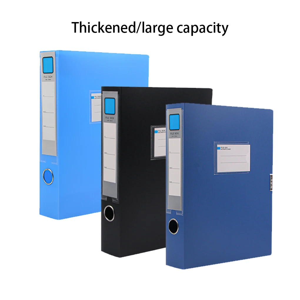 A4 File Box with Label Pocket Document Case Bill Office Organizer