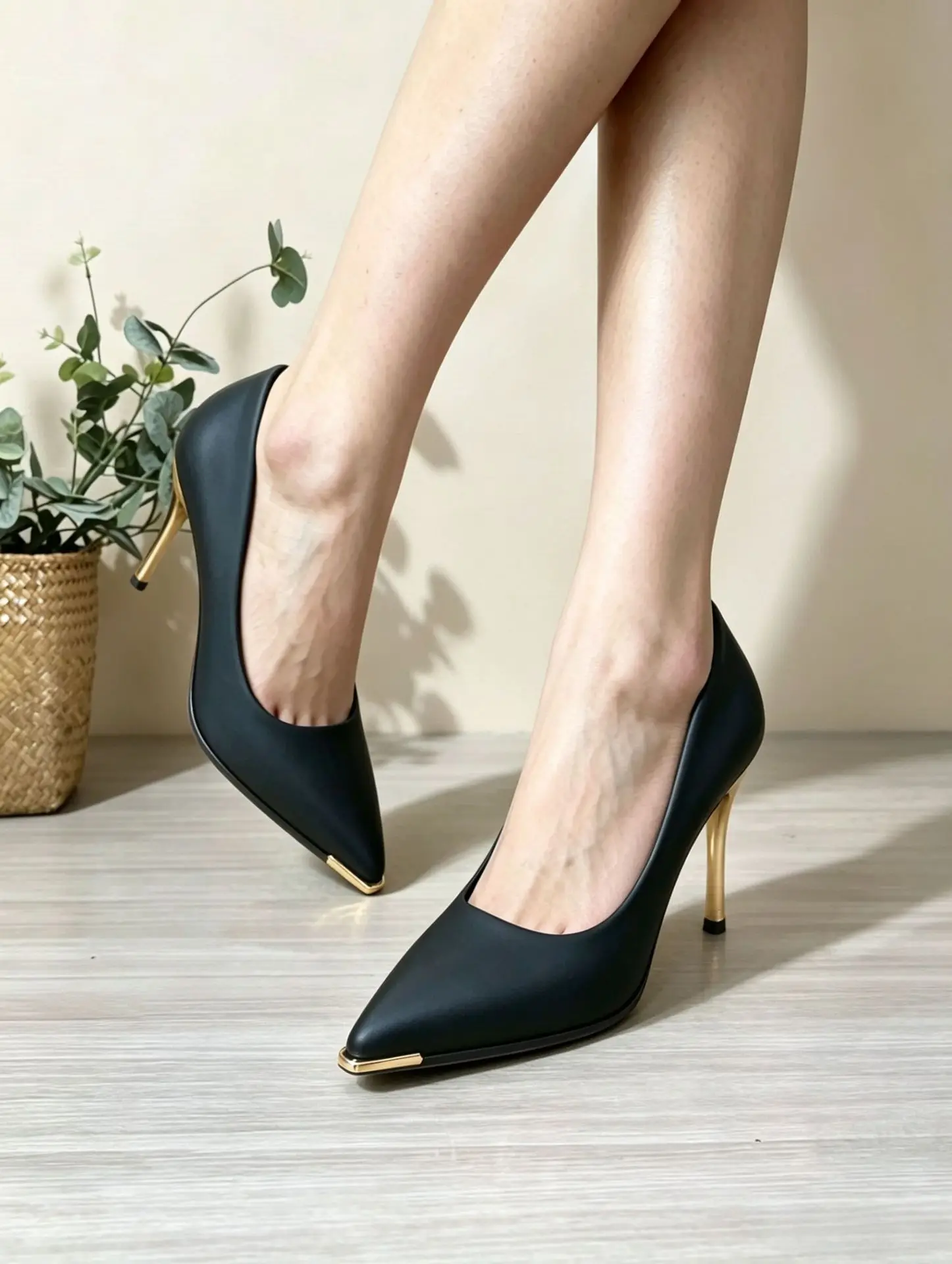 Neue Party Hochzeit Damen High Heels Echtleder Spitze Schuhe Elegante Bürodamen-Schuhe Damenpumps Große Größe 42 – Detail 16