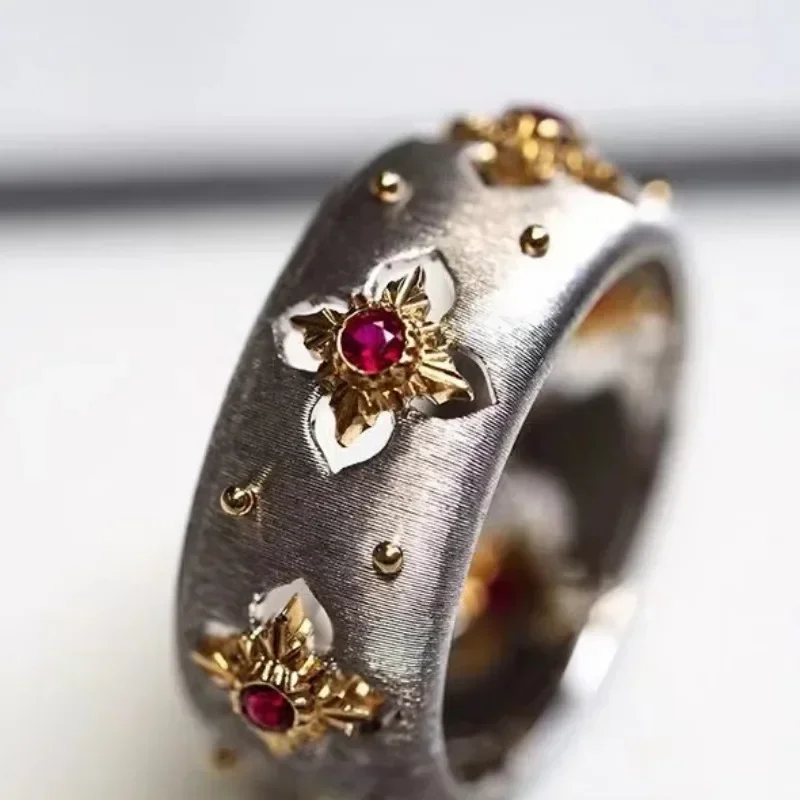 Romantische bruiloft creatieve matte edelsteen holle bloemringen voor vrouwen zachte stijl vintage ring mode fijne sieraden