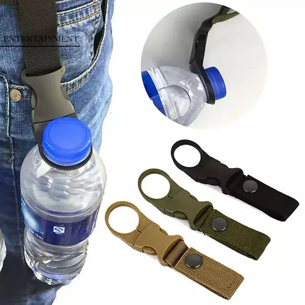 Outdoor Camping Hiking Backpack Buckle Water Bottle Buckle Hook Carabiner Belt Nylon Webbing Buckle Water Bottle Holder Clip