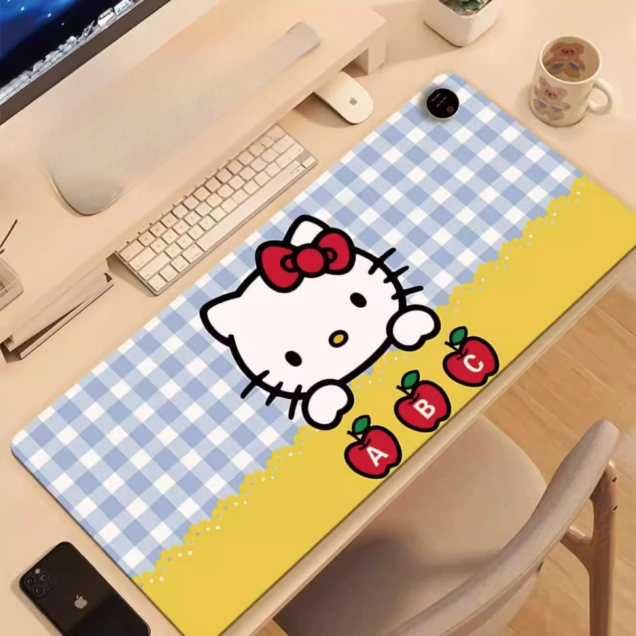 

Милый кожаный коврик для мыши Hello Kitty, водонепроницаемый, нескользящий, высококачественный настольный коврик, декоративная скатерть, подарок Sanrio