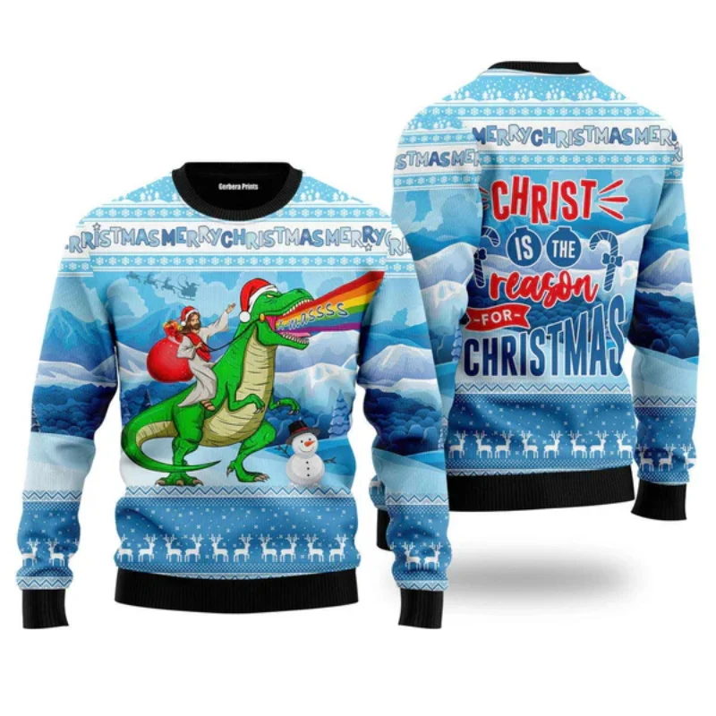 

3D Print Jesus Ugly Christmas Sweater For Men Long Sleeve Pullover Sweatshirts Merry Christmas Party Gift Outfit Men's Tracksuit