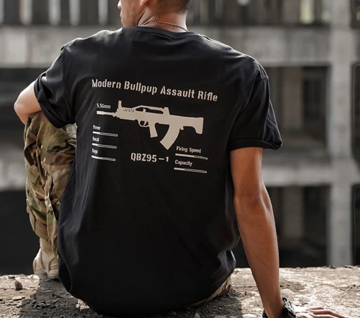 

Military-style Men's Loose 2025 Summer Printed T-shirt, Short-sleeved Pure Cotton Casual Half-sleeved Trendy T-shirt