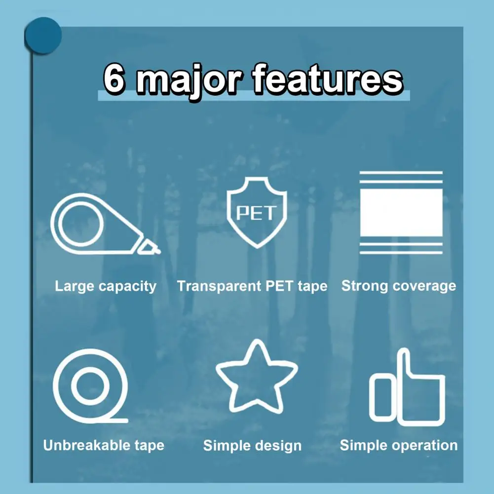 영구 접착 테이프 컴팩트 테이프 그루브, 교정 테이프 롤러 세트, 부드러운 접착 그루브, 학교용 컴팩트 디자인, 6 개