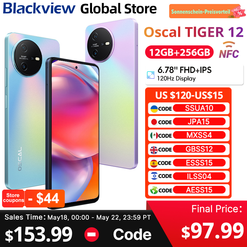  Blackview OSCAL TIGER 12 Smartphone NFC 6.78'' FHD+ IPS 2.4K 120Hz Display 12GB 256GB 64MP Camera 5000mAh Battery cellphone 