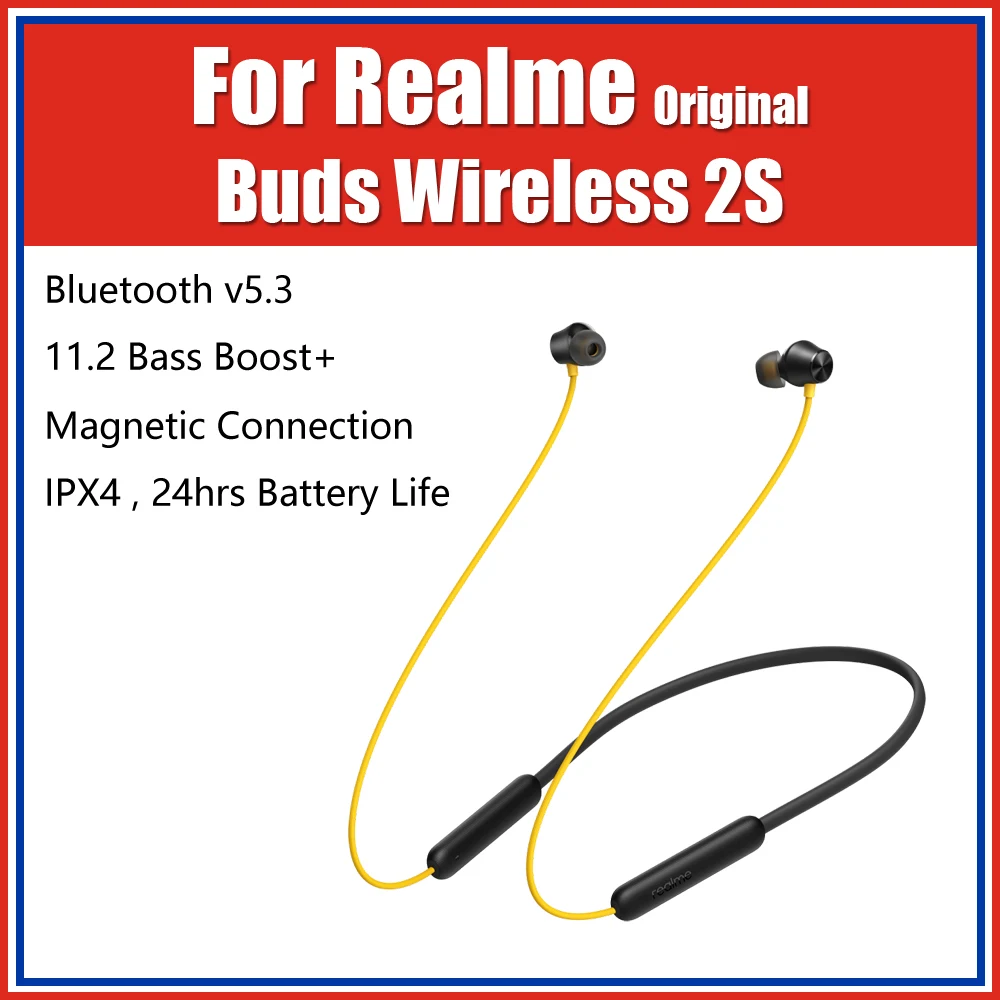 RMA2011 Bass Boost Plus Original Realme Buds Wireless 2S Neckband Bluetooth Earphones AAC SBC Sport Headset Ai ENC Type C BT 5.3