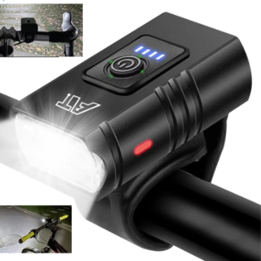 

2 T6 LED Bicycle Front Light Type-C Rechargeable Bicycle Headlamp MTB Road Bike Front Headlight for Night Riding Cycling Safety