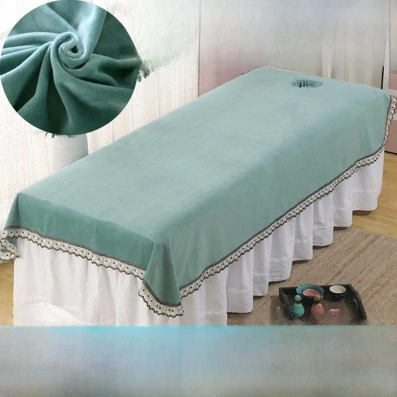 Thickened Massage Bed Sheet for Beauty Salon Spa Warmth Assurance Pure Color Bed Skirt Chinese Style Quality Material