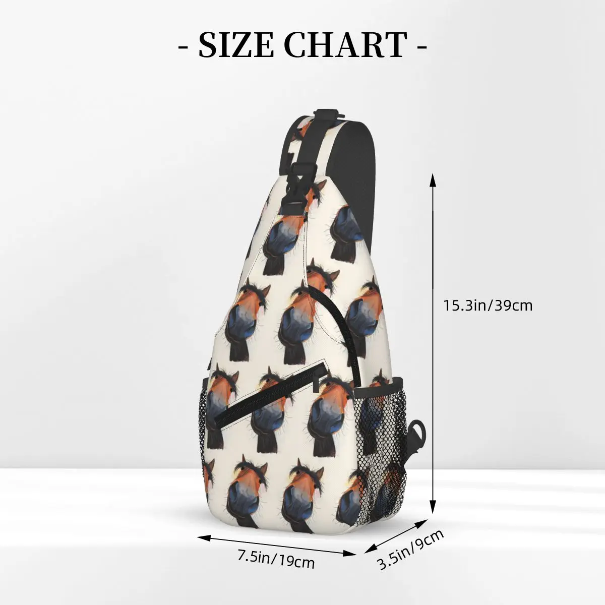 HORSE PRiNT 'HAPPY DAVE' BY SHIRLEY MACARTHUR Chest Bag Men Sling Crossbody Backpack Chest Bag Travel Daypack Shoulder Bag