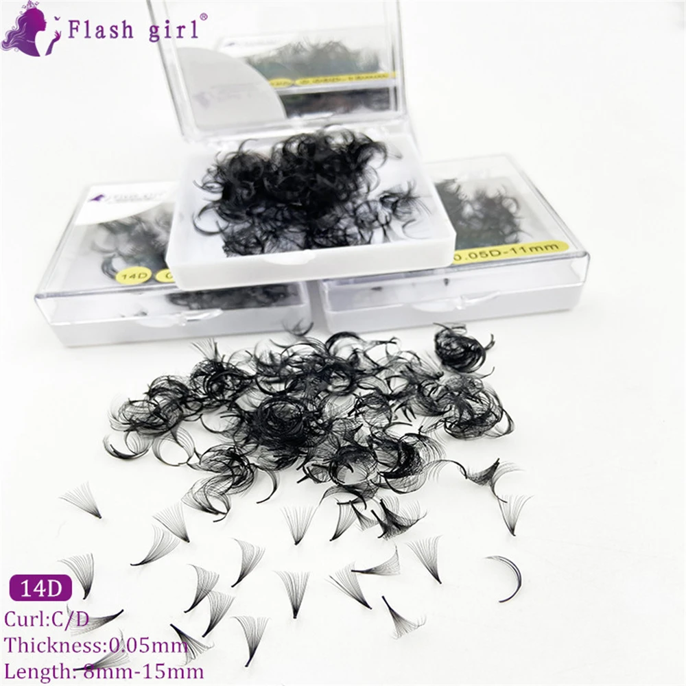 1000 Fans/Boxes 14D effect 8---15mm Russian Curl DIY Individual Volume Lashes extention mateiral with Personlized