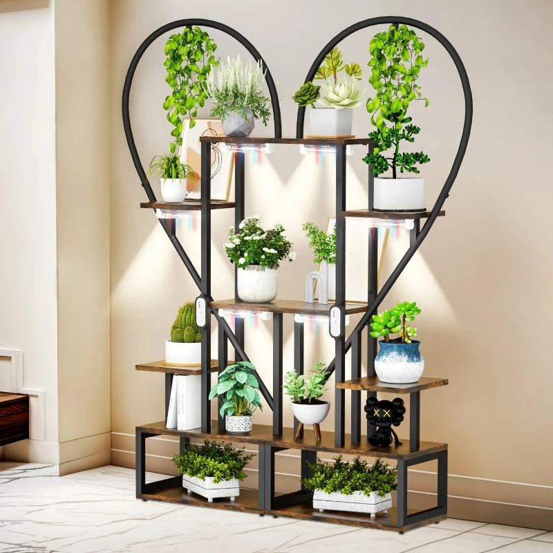 

2PCS Metal Plant Stand 6 Tier Creative Half Heart Shape Ladder Shelf Flower Potted Display Rack for Indoor Outdoor