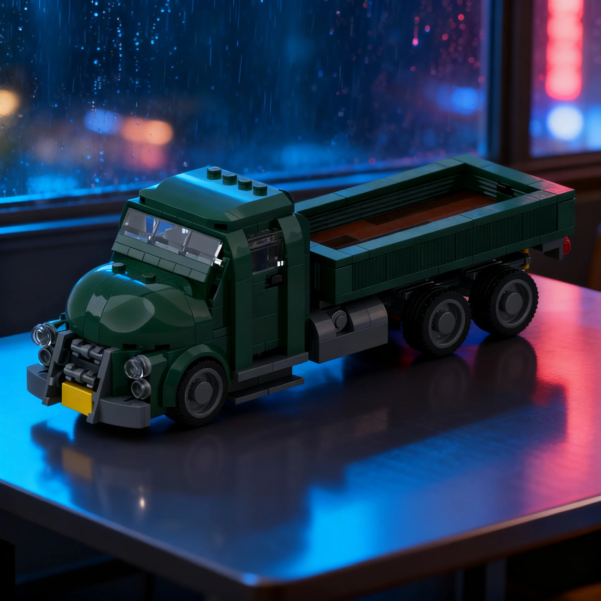 Image of 406-teiliges MOC Fallout Brawn Truck - Militärisches Flachbett-Fahrzeug Modell Bausteine Weihnachtsgeschenke Konstruktion Geburtstag DIY Kunst