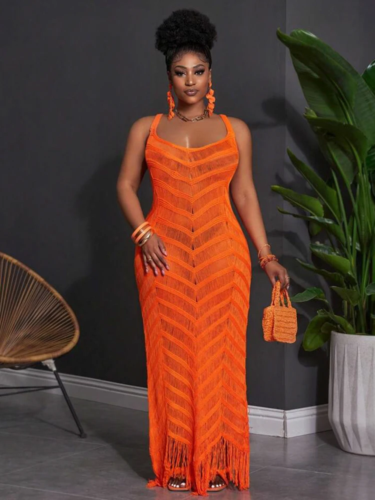 여름철 레저 및 패셔너블한 민소매 시스루 휴가 원피스