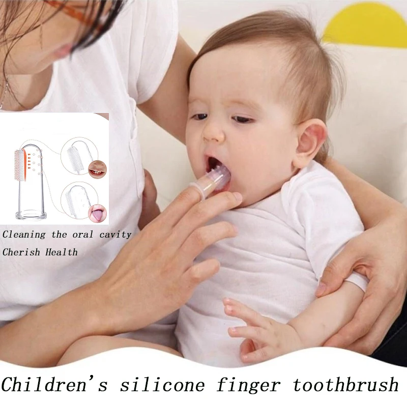 Baby silicone fingertip toothbrush, cleaning tongue coating and mouth, making babies healthier