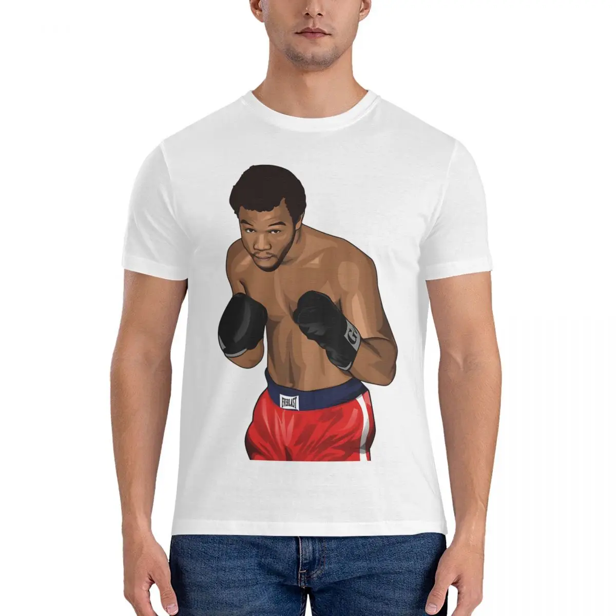 Boxer Men T Shirt George Foreman Vintage Tee Shirt Short Sleeve Crewneck T-Shirts Pure Cotton Party Clothes