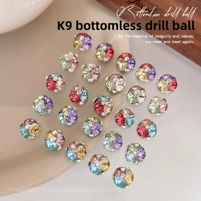 LYLE 6pcs K9 Crystal Flatback Rhinestone Ball Candy Soda Sweet Colorful No Base Nail Art Decors Pre Assembled Stacked Charm