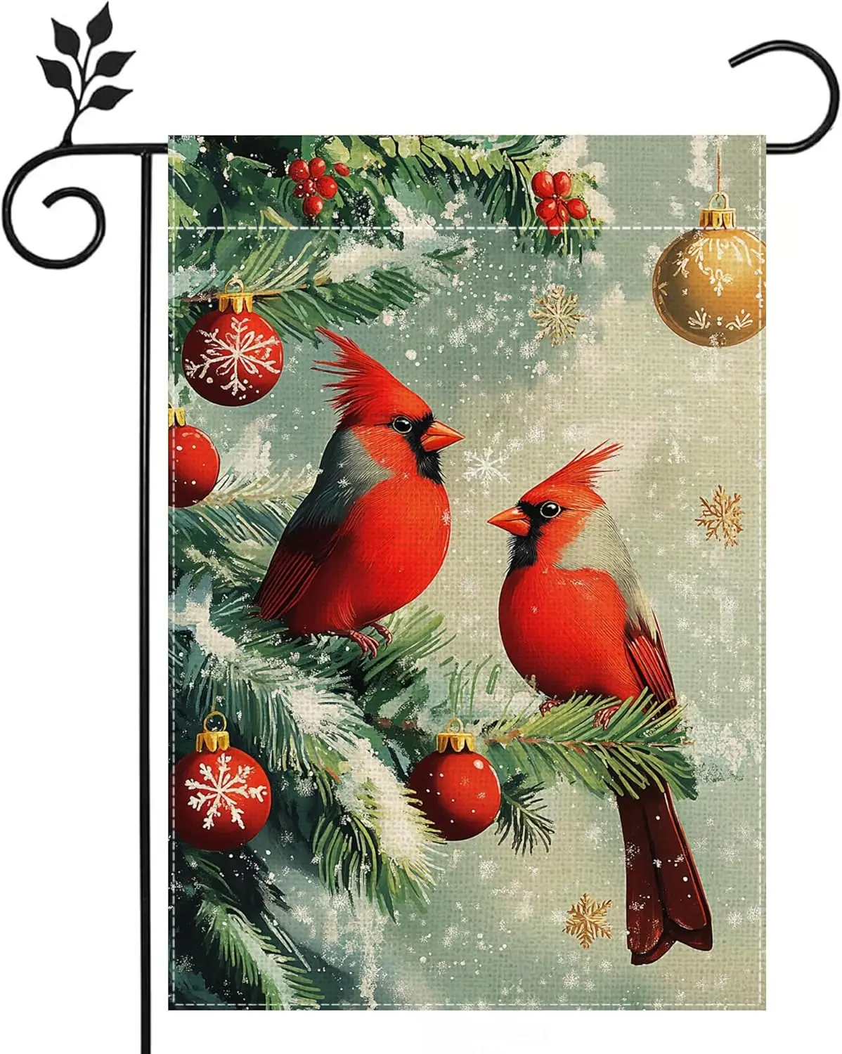Winter Cardinal Bird Garden Flag for Outside Red Birds on Tree Branch Welcome Yard Flag 12x18 Inch Double Sided Burlap Chris yyi