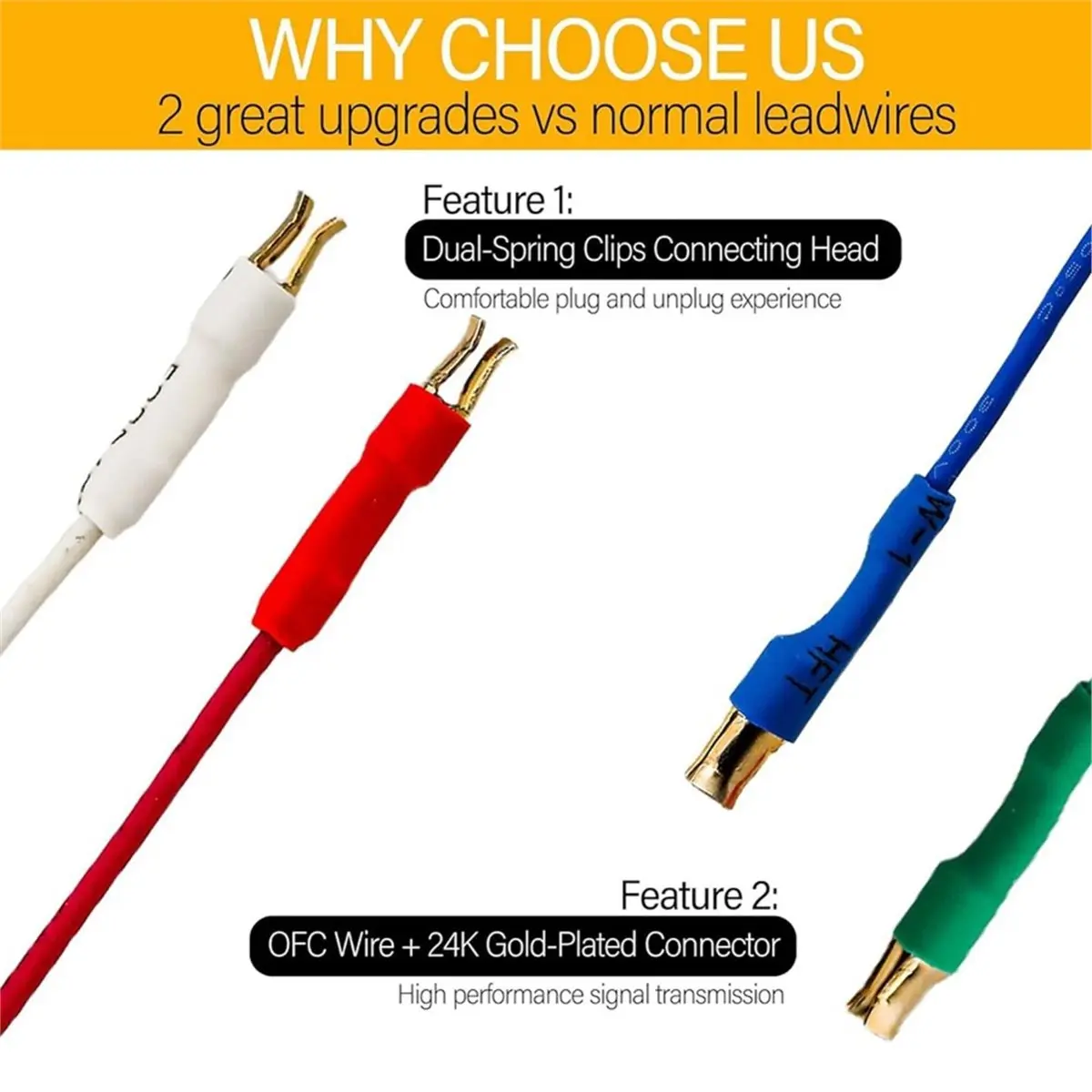 DT85 HOT 4PCS Turntable Headshell Lead Wires Spring Clip Connector, Phono Cartridge Cables for Universal Record Player