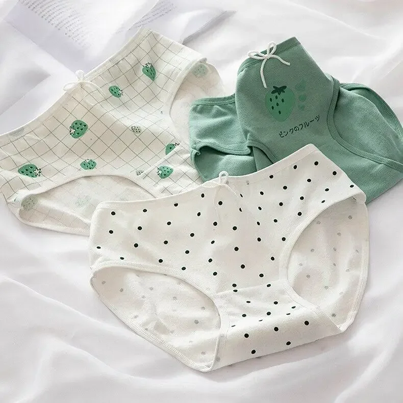 

Women's Cotton Underwear Panties Fashion Bow Briefs Lovely Girl Comfort Mid Waist Seamless Underpants Female Lingerie