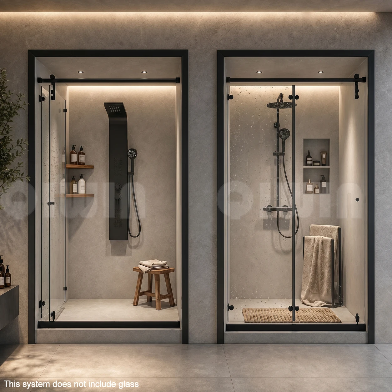 Modern Frameless Shower Enclosure Hardware Fold Sliding Kit Matte Black Brushed Polished 3 Finishes Optional