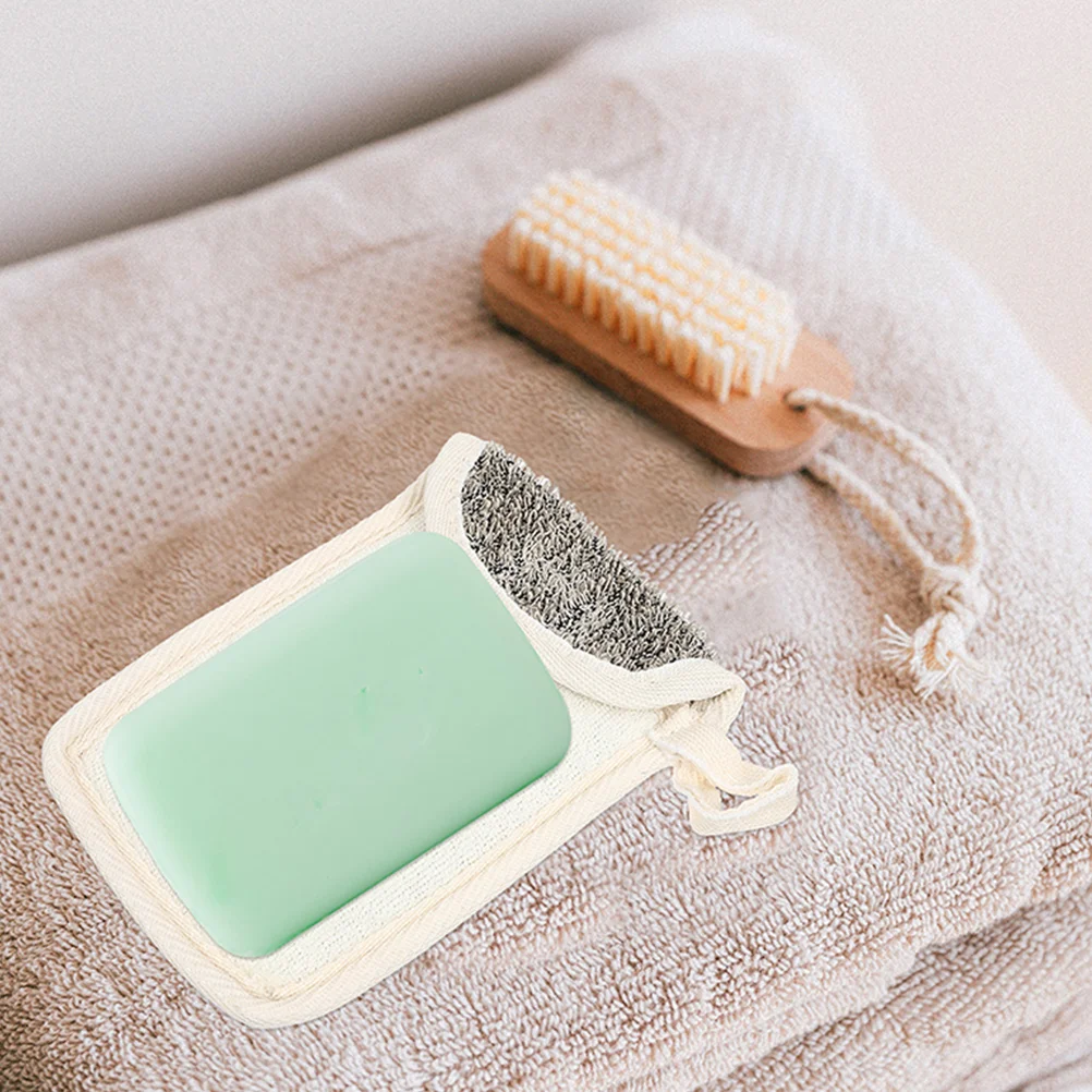 

4 Pcs Black Linen Soap Shower Foaming Saver Exfoliating Portable Pouch Household Multi Function Body Care Soap Supply