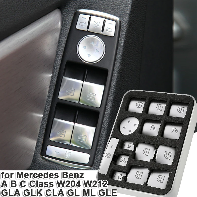 

Car Window Glass Lift Button Cover Switch Panel Keys Cap Sticker for Mercedes Benz A B C Class W204 W212 GLA GLK CLA GL ML GLE