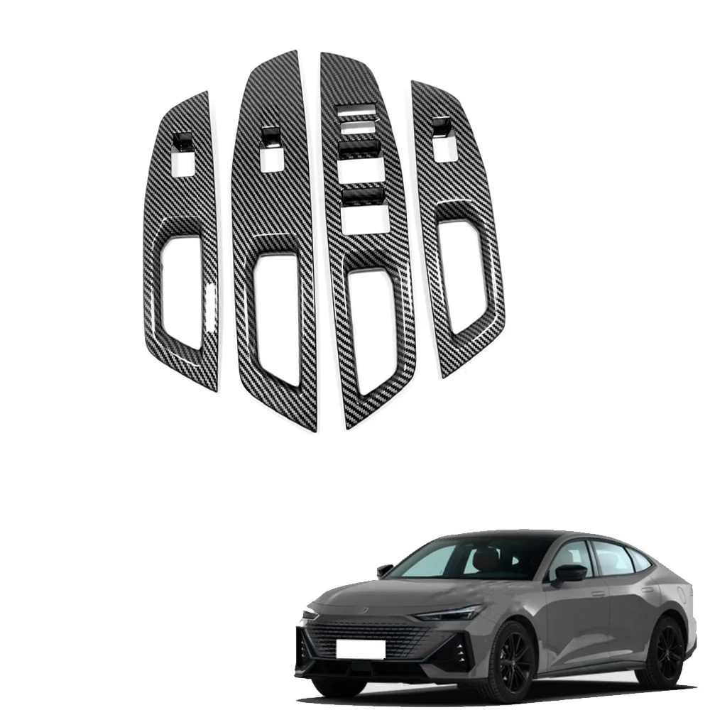 For Changan UNI-V Univ 2021 Car Auto Door Window Lift Cover Panel Trim Carbon Fibre 2022 2023 Interior Accessories Stickers