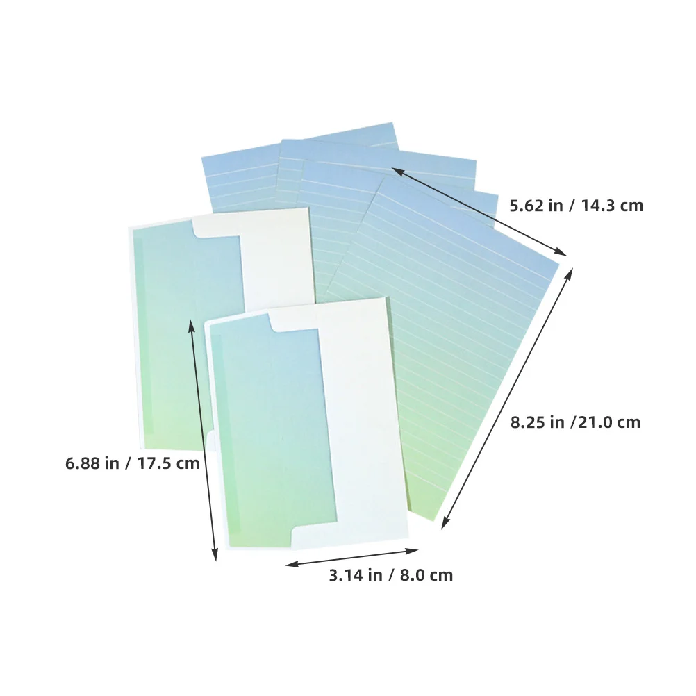 4Sets Beautiful Gradient Envelopes and Stationery Set Fashionable Writing Paper for Personal Professional Correspondence