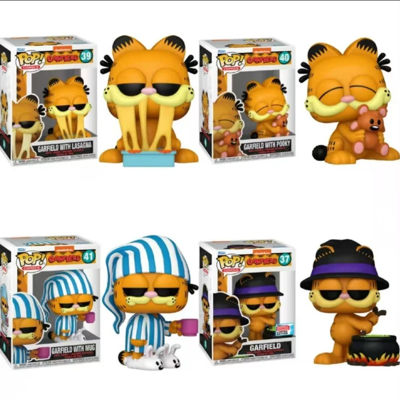 Garfield Funko Pop Garfield con lasaña Garfield con taza muñeca de acción modelo 39 41 escultura de vinilo muñeca colección conmemorativa