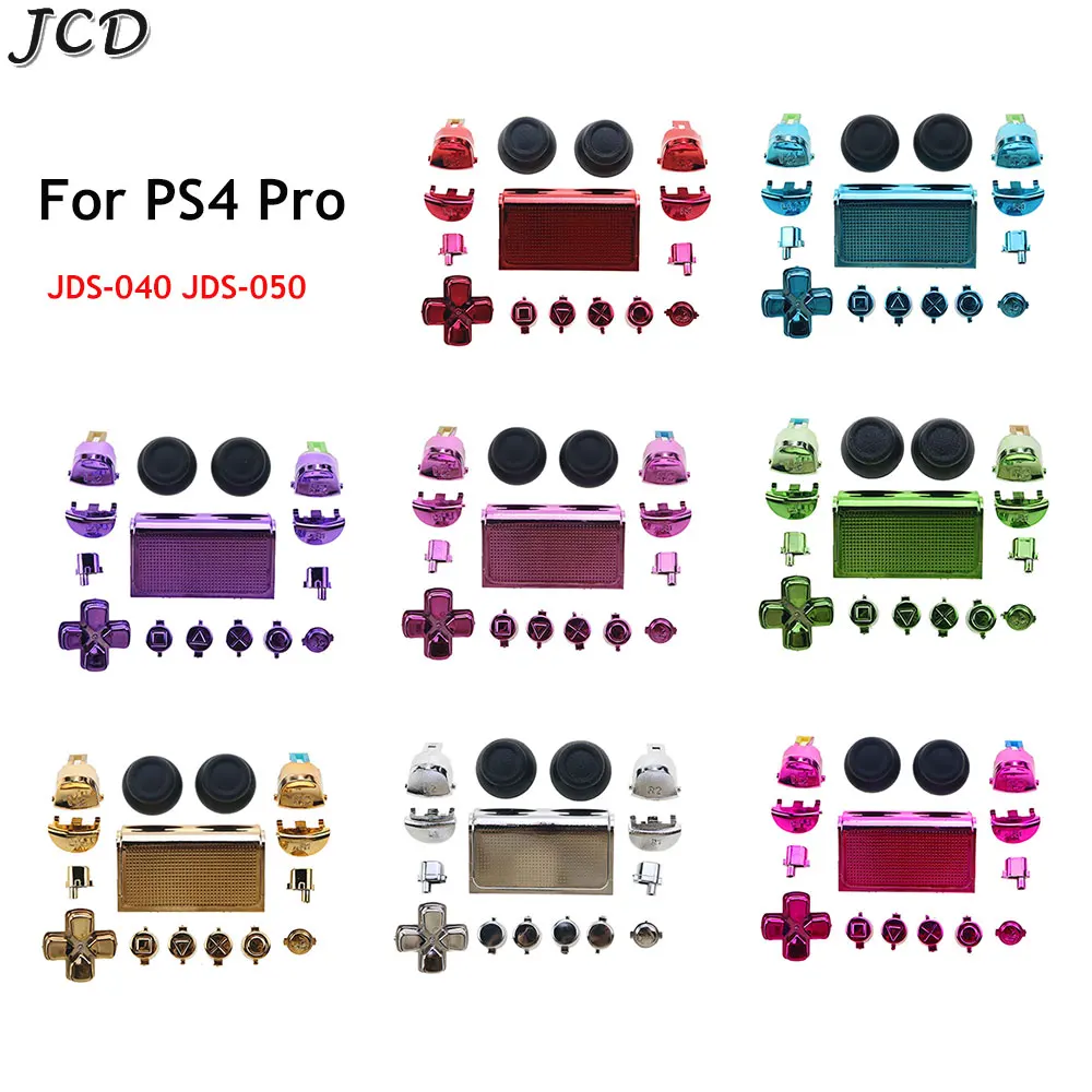 JCD 1set Chrome Plating Dpad R1 L1 R2 L2 Direction Key ABXY Button For PS4 Pro Slim  JDS/ JDM-040 JDS/JDM 050 Controller