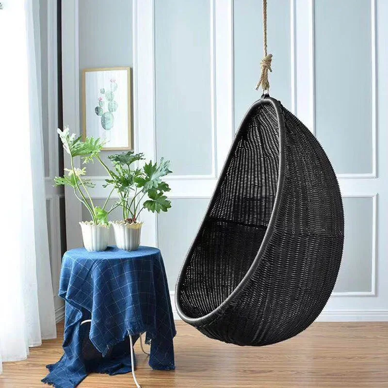 ins Bird's Nest Hanging Basket Rattan Chair, Garden Swing Hanging Chair, Egg Shaped Single Outdoor, Indoor Balcony Cradle Chair