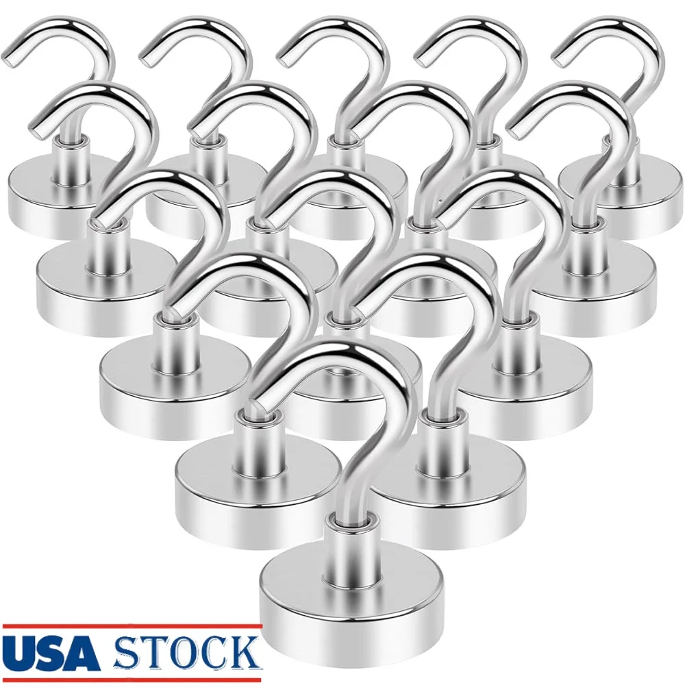 

Magnetic Hooks 25lb Capacity Multi Purpose Easy Assemble Indoor Outdoor Use Home Office Garage 15 Pack High Quality