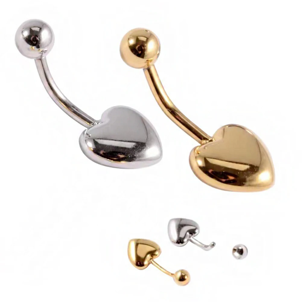 Peach Heart Navel Ring Navel Jewelry Pierced Jewelry Fashion Jewelry Stainless Steel Navel Ring Navel ring Belly Navel
