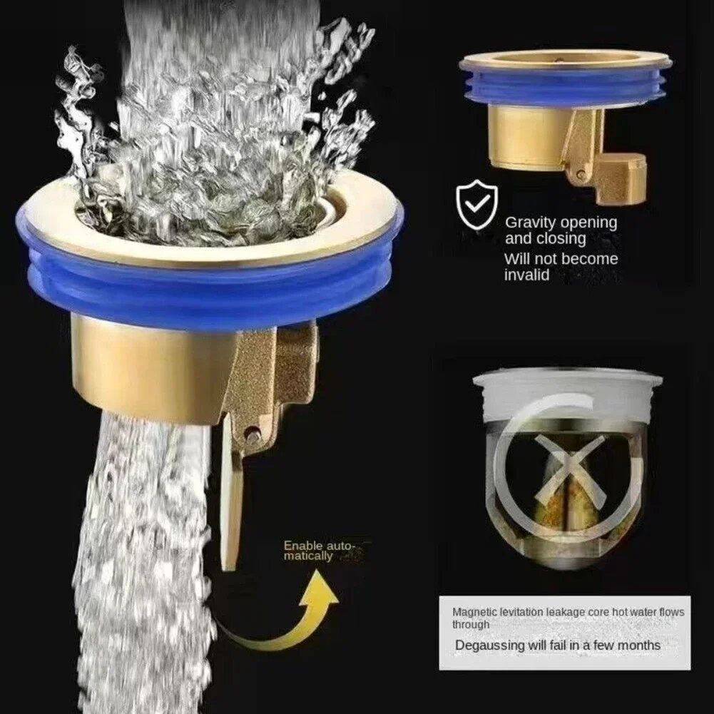 Anti Defection Drain Cover, Way Valve Shower Drainer, Automatic Opening And Closing, Fast Drainage Copper Material