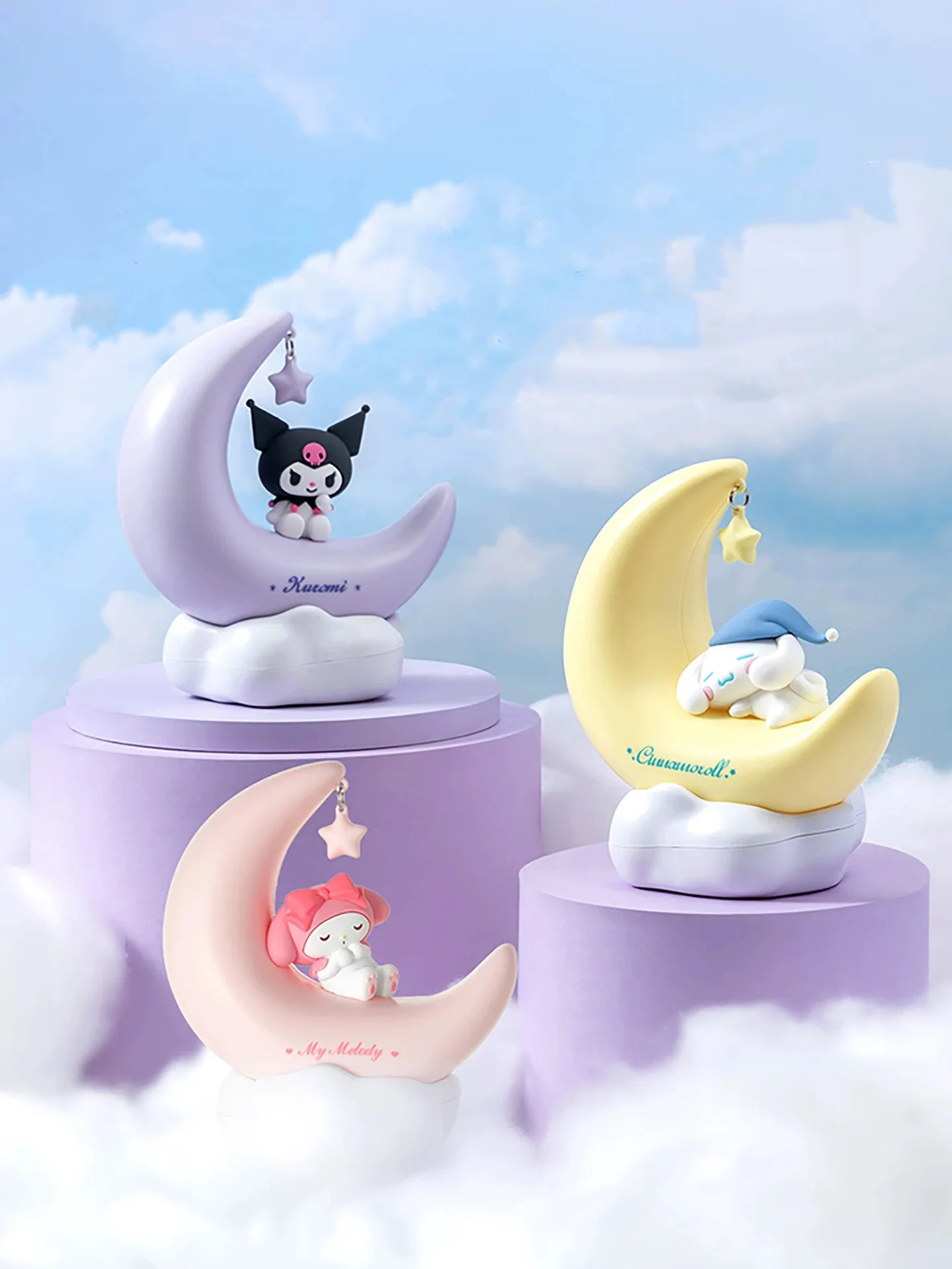 

Cartoon Melody Cinnamoroll Kuromi Moon Sweet Dream LED Night Light USB Rechargeable Desktop Decor Cute Kawaii Bedside Lamp Gift