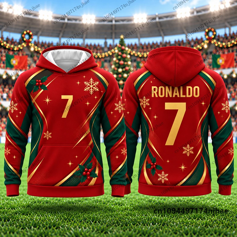 New 2026 Special Christmas Ronaldo #7 Print Hoodies For Men Long Sleeve Sportswear Football Pullover Sports Kids/Adult Tops