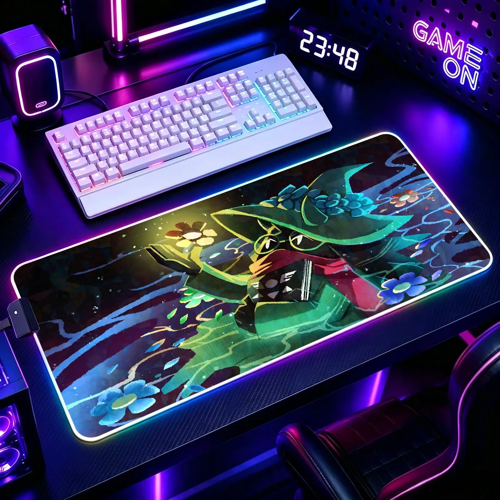 Deltarune  Mouse Pad RGB Color Changing Gaming Mouse Pad, Stitched Edges, XXL Large Keyboard Desk Mat