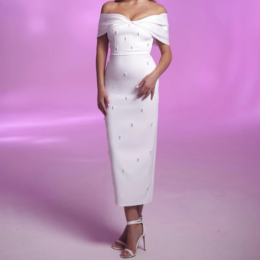 

Прямые вечерние платья по индивидуальному заказу, длиной до пола, с открытыми плечами, платье для выпускного вечера без рукавов, простое модное вечернее платье с открытой спиной и бисером