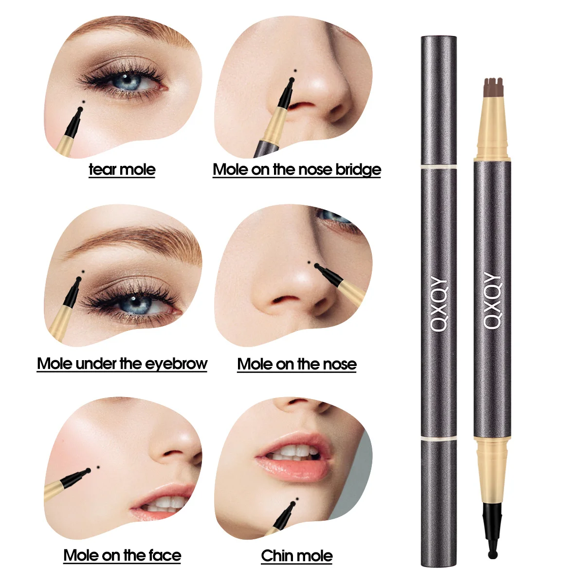 QXQY قلم مولي بنقطة النمش برأسين، قلم تشكيل فيلم سريع الجفاف مقاوم للماء ومقاوم للعرق #1